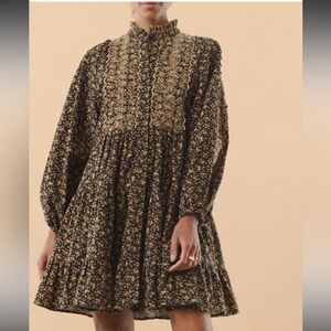 ByTiMo Black and Gold Embroidered mini Dress